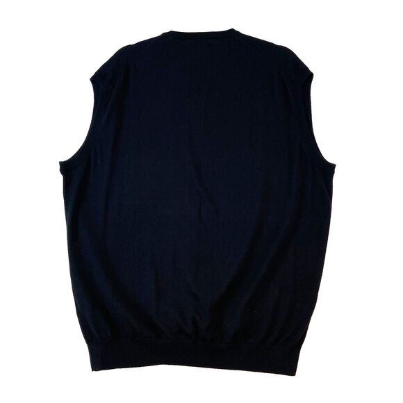 Peter Millar Merino Wool Sweater Vest Men XL Black V-Neck Knit Golf Quiet Luxury - Picture 2 of 6